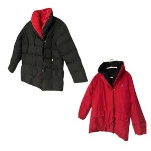 Reversible Adult Puffed Jacket in Black and Red w pockets - Unisex